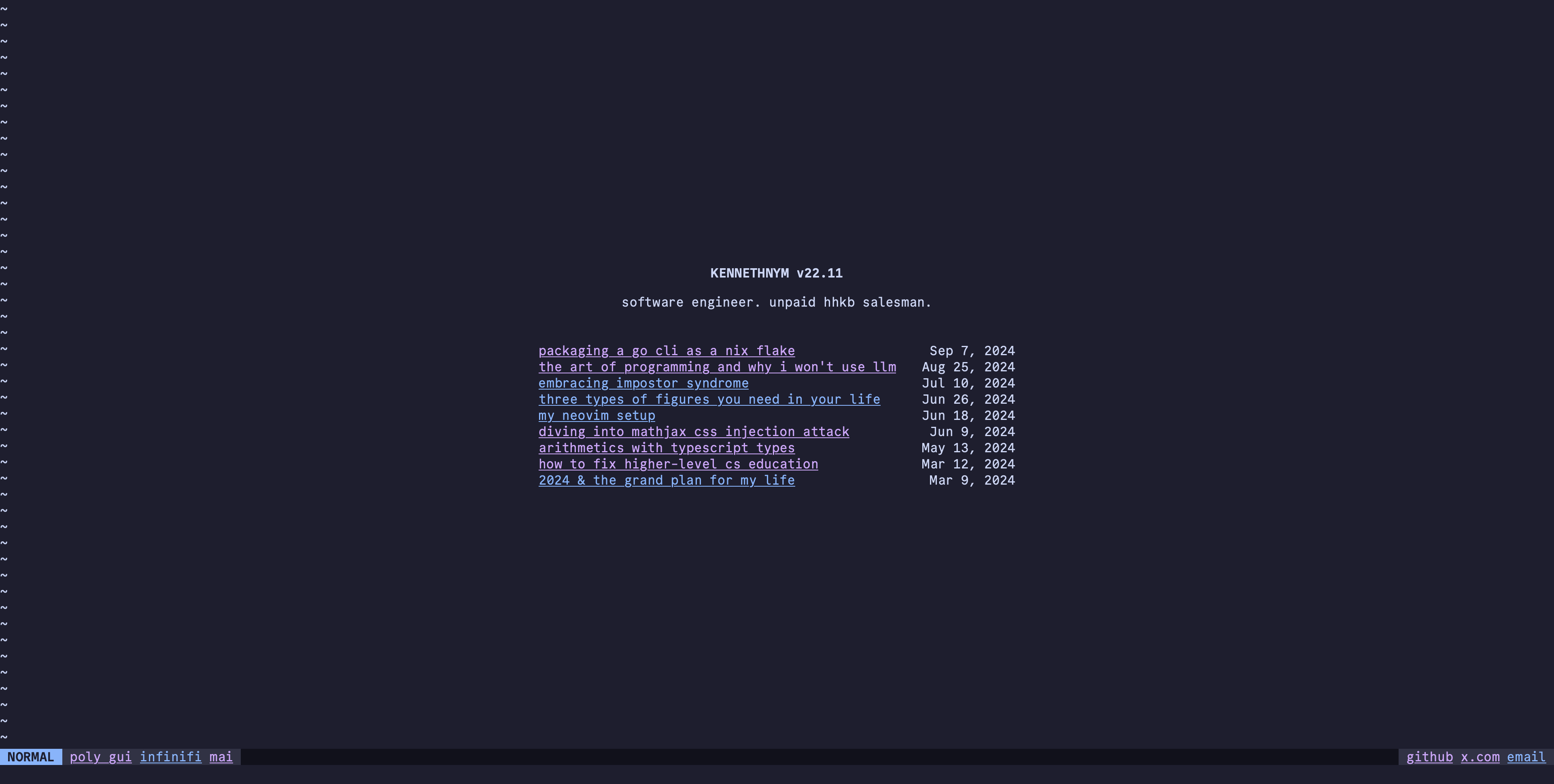 homepage of my website